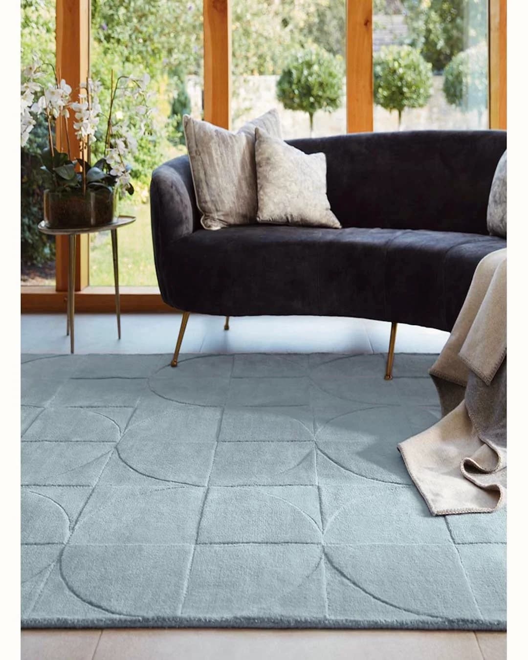 Round Square Rug in Steel Blue