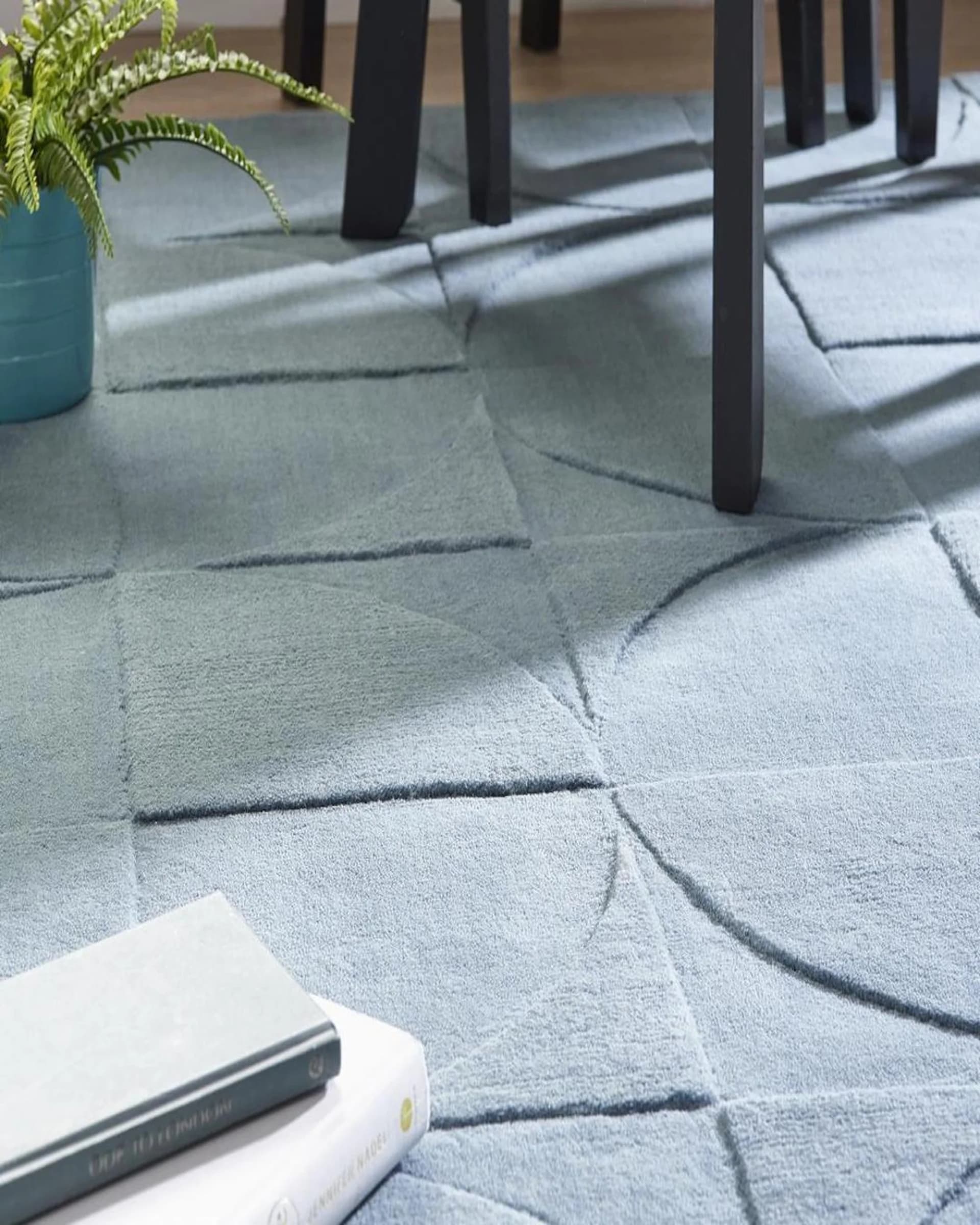 Round Square Rug in Steel Blue