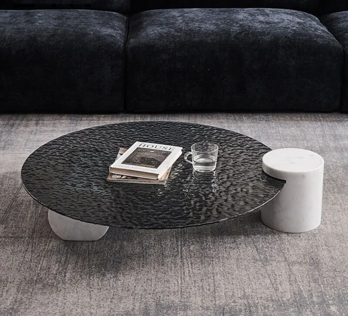 Ruby Glass and Marble Coffee Table