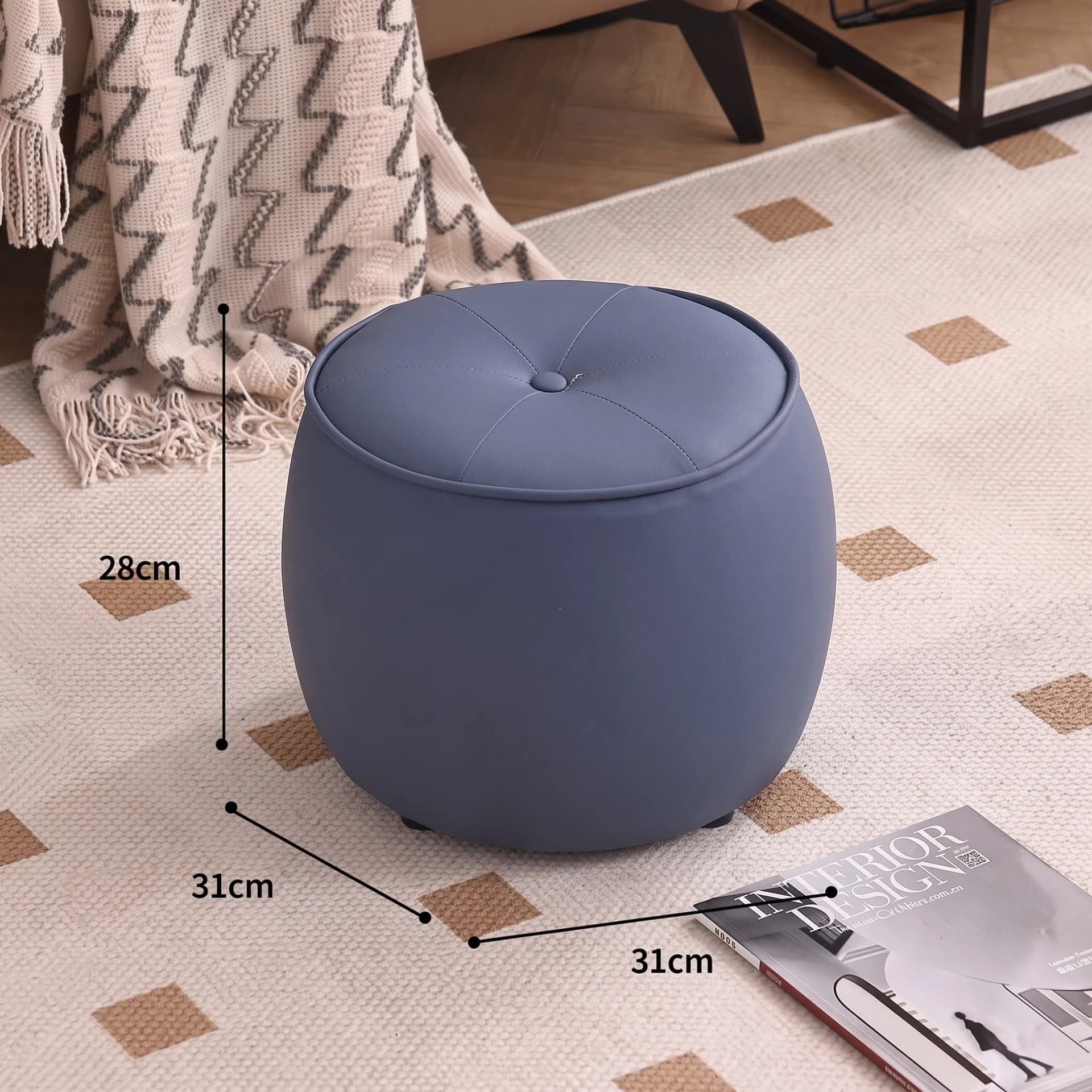 Hoppy Leatherette Pouf