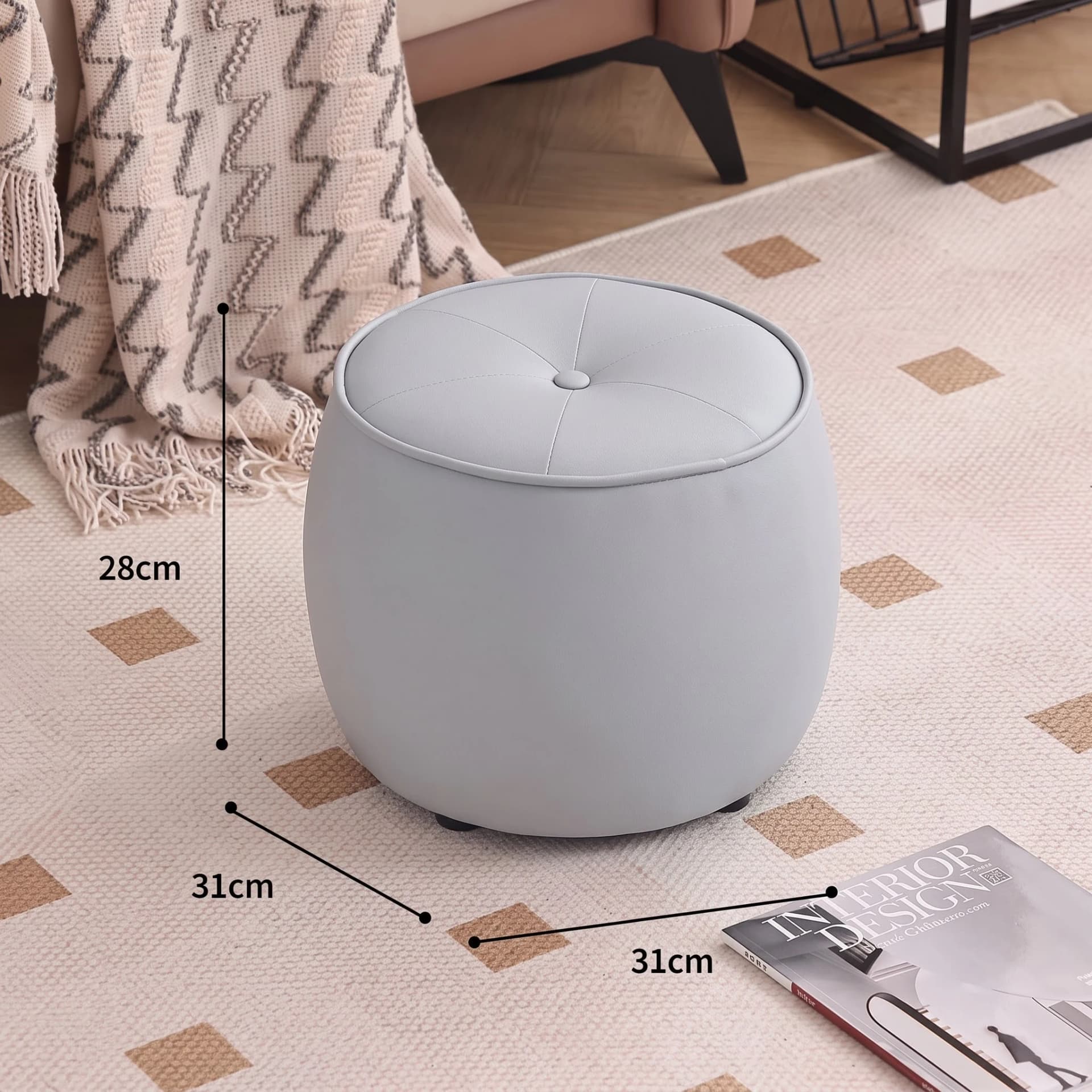 Hoppy Leatherette Pouf