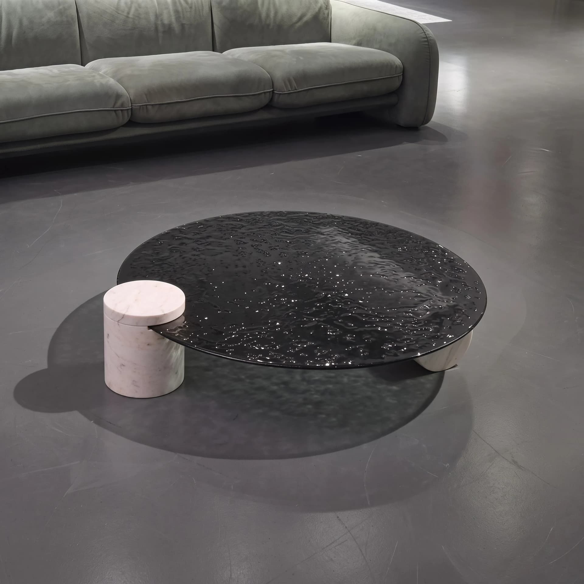 Ruby Glass and Marble Coffee Table